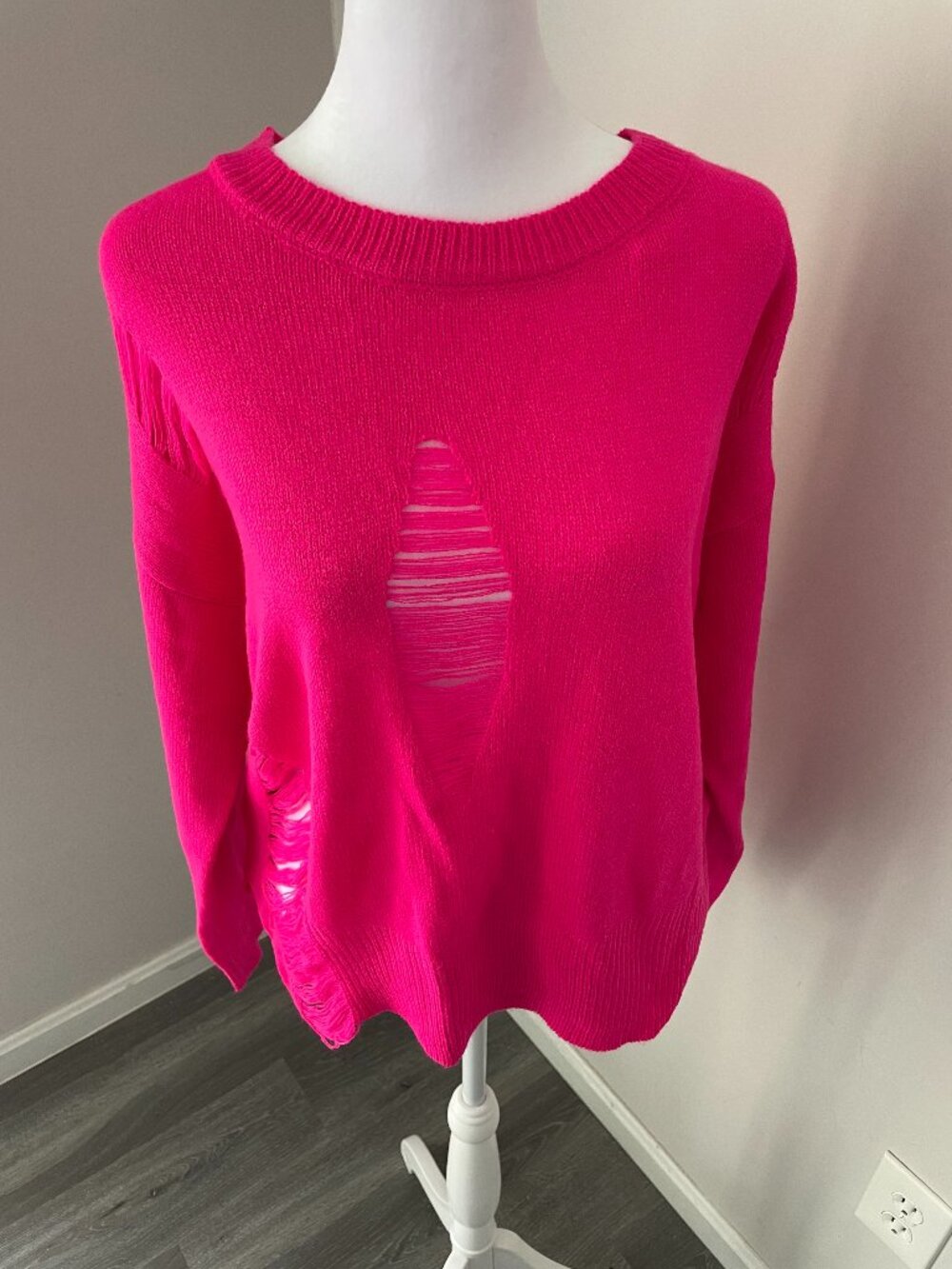 Pink Distressed Sweater